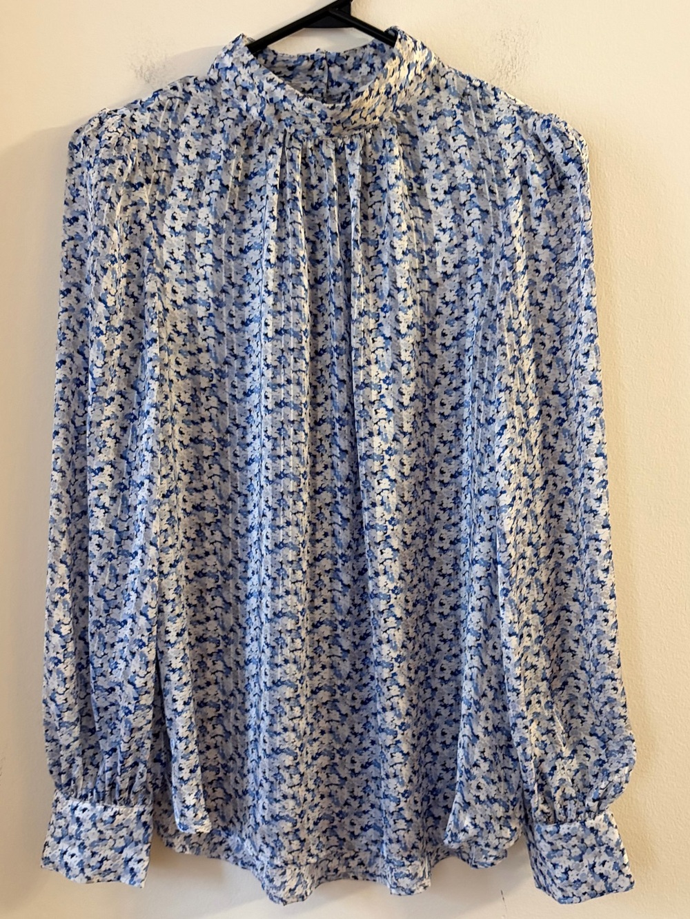 H&M Romantic Floral Print Mock Neck Top